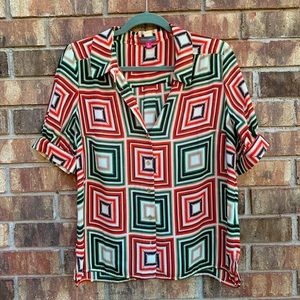 Vince Camuto Short Sleeve Tie Neck Top